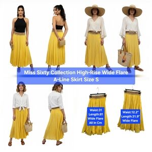 Miss Sixty Collection High-Rise Wide Flare A-Line Skirt Size S
